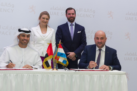 The Government of the Grand Duchy of Luxembourg, represented by the Deputy Prime Minister, Minister of the Economy, Étienne Schneider, and the UAE, represented by the Minister of State for Higher Education and Chairman of the UAE Space Agency, Dr. Ahmad Belhoul Al Falasi, signed in Abu Dhabi a memorandum of understanding (MoU) to start bilateral cooperation on space activities with particular focus on the exploration and utilization of space resources. (Photo: Business Wire)