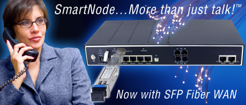 透過SmartNode光纖WAN VoIP IAD的高速光纖WAN接取功能支援任何PBX電話系統的IP服務（照片：Patton）。