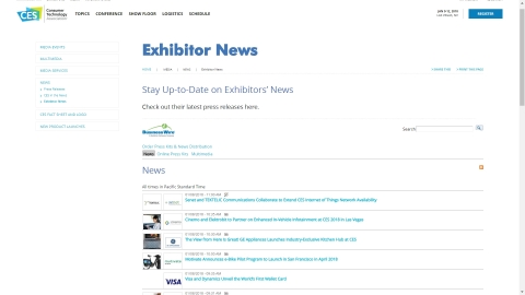 美國商業資訊CES 2018參展商新聞檔案（照片：美國商業資訊）  