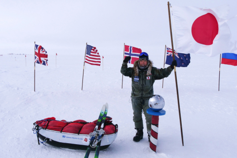 Ogita先生在自行攜帶補給的情況下成功徒步抵達南極（照片：美國商業資訊）