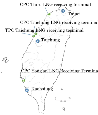 臺灣LNG接收站的位置（圖片：美國商業資訊） 