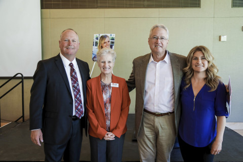 Left to right: Wes Morgan, retired LPD officer, Carol Leister, MADD National Board Member, Dave Chesterman, father of 21 year old victim, Sally Frykman, Director of Education. 