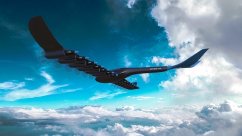 ELEMENT ONE是零排放的長程電動飛機，由分散式氫電推進裝置提供動力。（照片：美國商業資訊） 