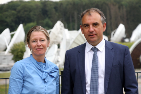 Corinne Mailles Deputy General Manager of Telespazio France & Patrick Biewer, CEO of GovSat (Photo: Business Wire)