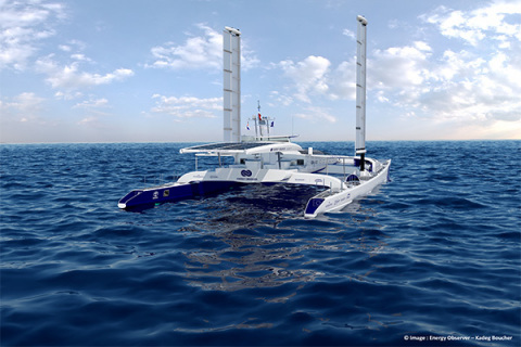 Energy Observer equipped with Oceanwings® (Photo: Business Wire)