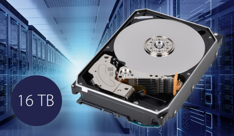 Toshiba: 16TB MG08 series hard disk drives, the industry's largest capacity Conventional Magnetic Recording (CMR) HDD (Artist's impression) (Graphic: Business Wire)