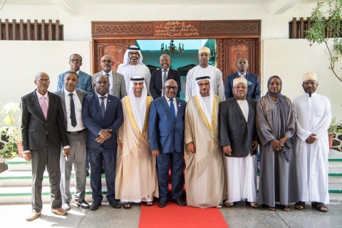 科摩罗总统与阿联酋代表团合影留念（照片：AETOSWire）