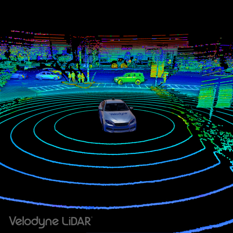 來自Velodyne雷射雷達感測器Alpha Puck™的3D點雲，Alpha Puck™專為高速公路上自動駕駛和先進車輛安全而設計。（照片：美國商業資訊） 