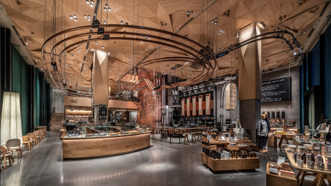 The open floor plan draws customers into the immersive experience, introducing them to the art of roasting, brewing and hand-crafting beverages. (Photo: Business Wire)