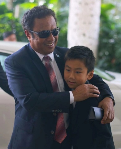 International Child Celebrity, Emiliano Cyrus aged 10 appointed as the Republic of Palau's Honorary Goodwill Ambassador for Tourism by President of The Republic of Palau, Tommy Remengesau (Photo: Business Wire)