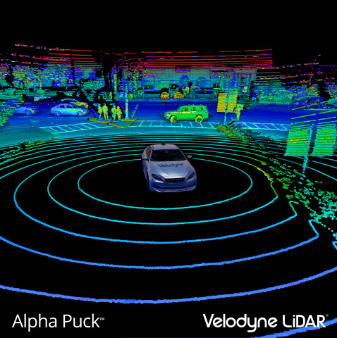 Point Cloud from Velodyne Alpha Puck™ which provides industry-leading range and resolution, detecting objects and people with unrivaled precision. (Photo: Business Wire)