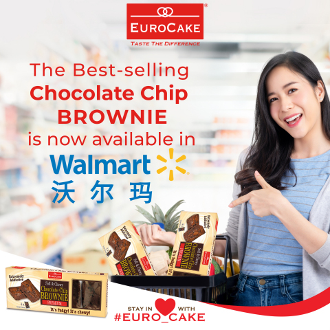 Eurocake's Best-selling Chocolate Chip Brownie is now available in Walmart China (Photo: AETOSWire)