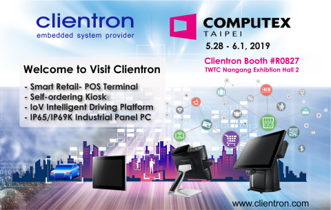 Clientron introduces the latest POS system and IoV intelligent in-vehicle driving solution at COMPUTEX Taipei 2019. (Photo: Business Wire)