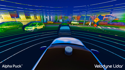 由Velodyne Alpha Puck™生成的点云，可同时定位车辆周围人和物体的位置，并评估他们移动的速度和路线。（照片：美国商业资讯）