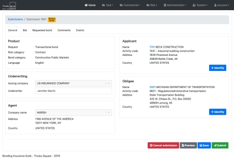 Tinubu Bonding Insurance Suite (Graphic: Business Wire)