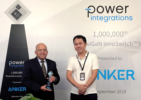 Power Integrations交付第一百万颗基于氮化镓的InnoSwitch3 IC (照片：美国商业资讯) 