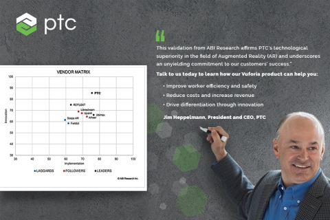ABI Research將PTC評為企業擴增實境平臺領導者（圖片：美國商業資訊） 