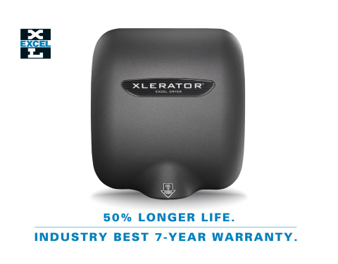 XLERATOR烘手機各型號現提供延長50%的使用壽命和業界領先的7年保固；性能改進但價格不變（照片：美國商業資訊） 