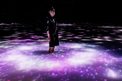 teamLab，「錦鯉與人共舞所描繪之水面圖——無限」，2016-2018，Interactive Digital Installation，Endless，聲音：Hideaki Takahashi ©teamLab（照片：美國商業資訊）