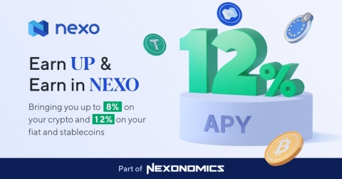 Nexo新發佈的Earn UP和Earn in NEXO功能為平臺客戶提供高達12%年收益率的利率。 （圖片：美國商業資訊）