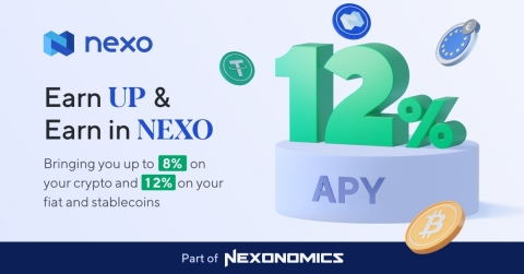 Nexo's newly released Earn UP and Earn in NEXO features deliver interest rates of up to 12% APY to the platform's clients. (Photo: Business Wire)