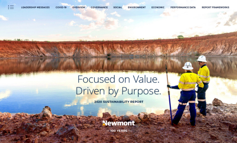Newmont Corporation's 2020 Annual Sustainability Report, the 17th successive report outlining the Company's commitment to sustainable and responsible mining and leading ESG practices. (Graphic: Business Wire)