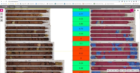 Imago establishes a consistent process for capturing high-quality images, which integrate with existing workflows and allow the application of machine learning. Imago instantly displays machine learning insights together with images during interpretation and modeling. Imago’s on-screen masking and classification tools export data to train models. The Imago Cloud library of geology images provides rich information that supports user interpretation and modeling work. (Photo: Business Wire)