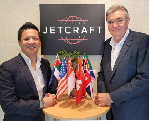 Tim Yue, sales director, Jetcraft Asia (left), will lead Jetcraft’s new Singapore office, with the oversight of David Dixon, president, Jetcraft Asia (right). (Photo: Business Wire)