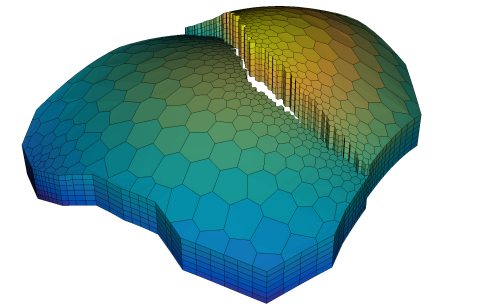 AR2Tech is advancing geomodeling with unstructured grids and gridless geostatistics. With grid cells of various geometric shapes and sizes, unstructured grids accurately represent geological complexities seen in deposits. Gridless properties exist outside of any discrete gridding system and can then be applied on grids of any type or resolution for further engineering considerations. That technology allows an adaptive workflow where property resolution can be modified in real time in critical areas. Gridless and unstructured grids provide geologists with a modern and flexible geological modeling framework free of engineering constraints. (Graphic: Business Wire)