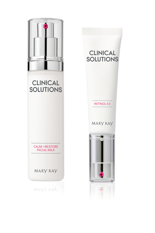 玫琳凯推出Clinical Solutions™护肤产品，其中包括Clinical Solutions™视黄醇0.5和Clinical Solutions™舒缓+修复乳液（照片：玫琳凯公司）
