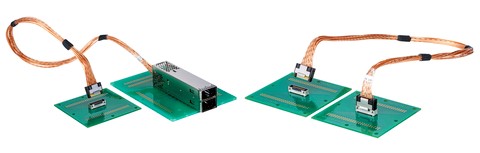 Left: HOST to OSFP, Right: HOST to HOST; 112Gbps Jumper Cable Interconnect product (Graphic: Business Wire) 
