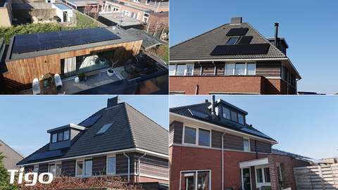 位于荷兰的五个朝向的太阳能屋顶，通过使用Tigo MLPE优化器，持续多生成30%的能源。（照片由房主提供，房主为NL HDG Energie Advies的能源顾问de Git先生） 