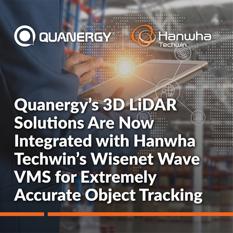 Quanergy的3D LiDAR解决方案现已与韩华Techwin的Wisenet Wave VMS整合，可实现超高精确度目标追踪（图示：美国商业资讯）