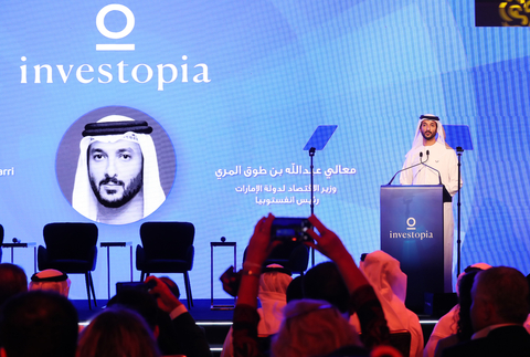阿聯經濟部長Abdulla Bin Touq Al Marri閣下出席Investopia 2023發佈會（照片：AETOSWire） 