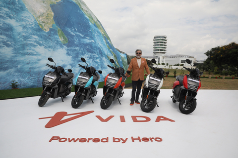 Hero MotoCorp董事長兼執行長Pawan Munjal博士在拉加斯坦邦齋浦的創新和技術中心宣布推出由Hero出品的Vida V1（照片：美國商業資訊）