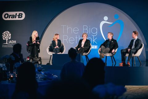 British broadcaster, Nikki Fox, Chief Executive Officer for Healthcare, Jennifer Davis, iADH spokesperson, Johanna Norderyd, British influencer James Hunt from Stories About Autism and popular German actor, Andre Dietz on why brands should be making oral care more accessible and inclusive. (Photo: Business Wire)