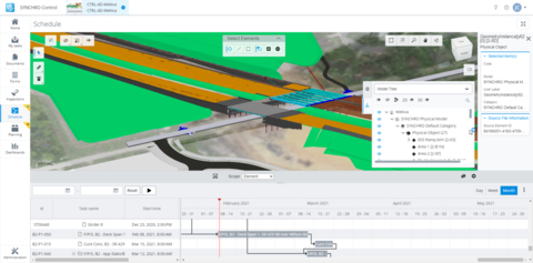 Access, manage, collaborate, and analyze project data all in one place with SYNCHRO. Image courtesy of Bentley Systems.