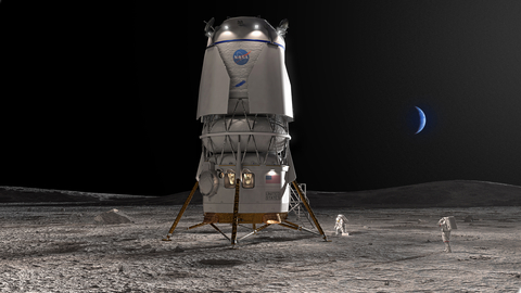 Blue Origin的Blue Moon着陆器渲染图。此着陆器是NASA Artemis计划的组成部分，它将帮助宇航员重返月球。 （照片：Blue Origin） 