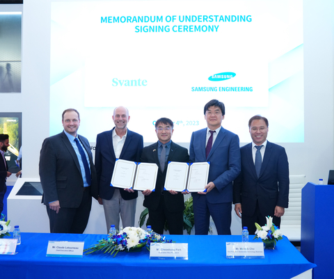 2023年10月4日，Samsung Engineering與Svante在阿布達比ADIPEC上舉行簽約儀式。（照片：美國商業資訊）