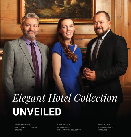 HotelREZ為Elegant Hotel Collection提供助力。商務長Daniel Simmons、品牌發展副總裁Catt McLeod、執行長Mark Lewis（照片：美國商業資訊） 
