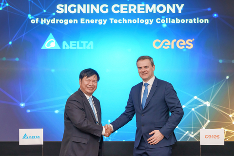 Ceres執行長Phil Caldwell與Delta氫能源業務部門負責人Charles Tsai（照片：美國商業資訊） 
