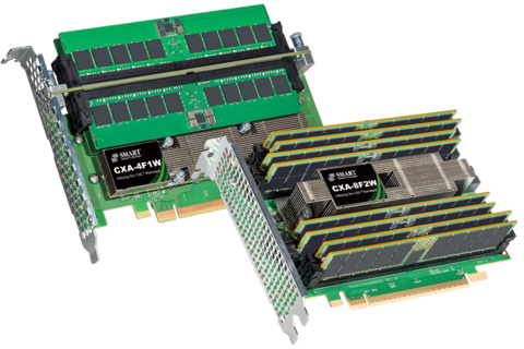 SMART Modular 世邁科技全新高密度記憶體模組記憶體擴充卡是同類產品中第一款採用 CXL® 協定的擴充卡，提供8-DIMM 和 4-DIMM 規格，讓伺服器和資料中心架構設計人員使用熟悉且容易安裝的方式，擴充高達 4TB 記憶體容量。（照片來源：美國商業資訊）