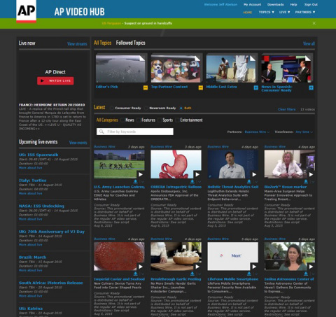 美国商业资讯视频内容现可在美联社视频中心(AP Video Hub)上观看，美联社视频中心是一个先进的在线分发平台，其向全球领先的数字出版商、新闻门户网站和广播公司提供广播品质的视频内容。（照片：美国商业资讯） 