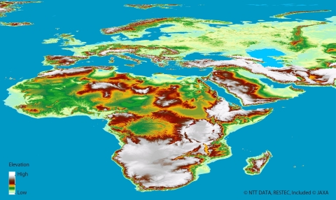 AW3D(TM)數值3D世界地圖（非洲與歐洲）（圖片：美國商業資訊） 