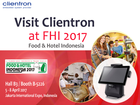 Clientron to showcase its POS innovation at Food & Hotel Indonesia 2017 (FHI 2017) (Graphic: Business Wire)