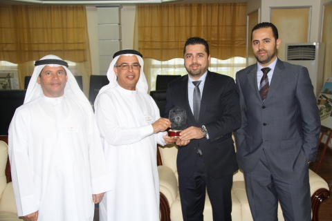 Mr. Abdulla Abdullatif Al Shahin – AURAK Vice-President of Administrative Affairs, Prof. Hassan Hamdan Al Alkim – AURAK President, Mr. Tony AbiHanna – NSG CEO, Mr. Joseph AbiHanna – ME NewsWire Regional Relationship Manager (Photo: ME NewsWire)