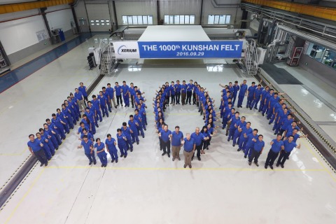 Xerium's Kunshan Team Celebrates 1000th Press Felt (Photo: Business Wire)