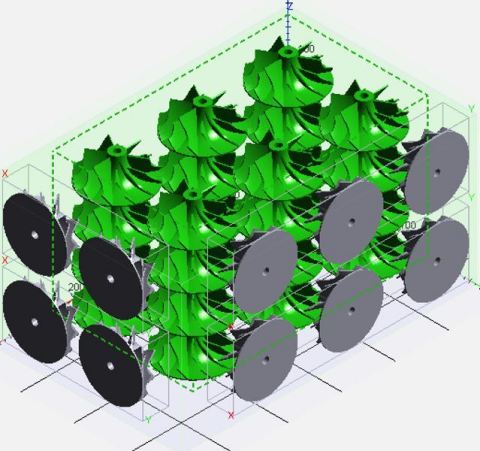 Nested turbine impellers, ready for printing (Photo: Business Wire)