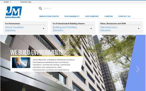 The redesigned Johns Manville website provides an updated look and feel and greater ease of use. (Photo: Business Wire)
