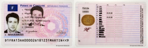 French electronic driving license, copyrights Imprimerie Nationale